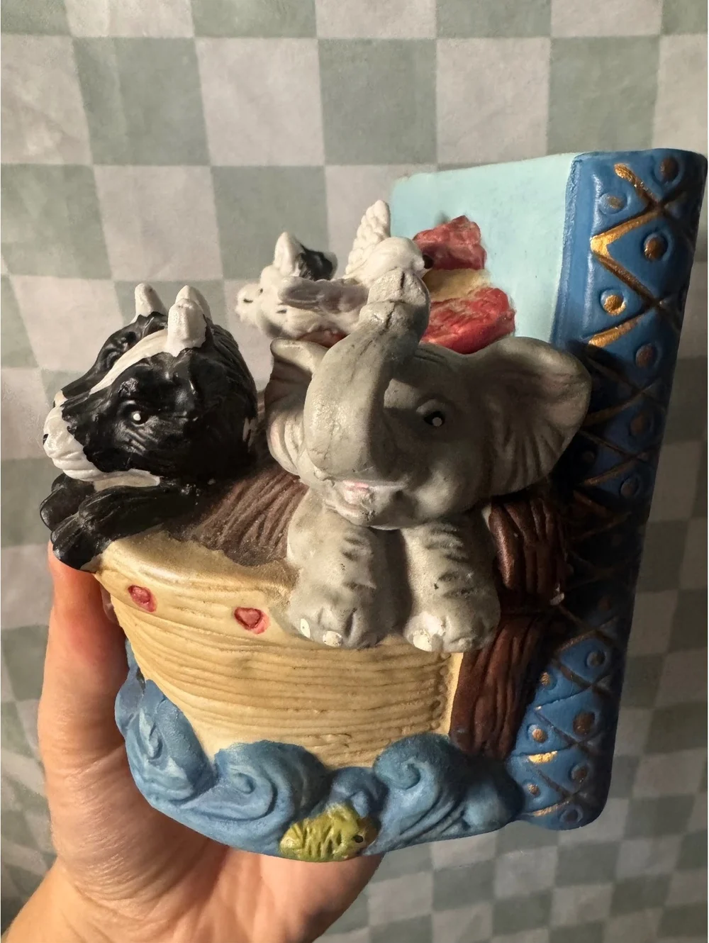 Vintage Noah's Ark Themed Ceramic Bookends